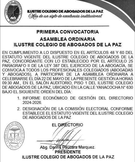 Comunicado Oficial Asamblea Ordinaria