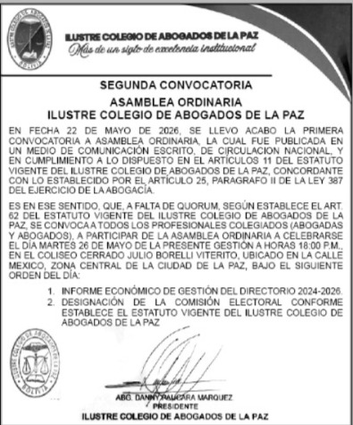 Comunicado Oficial Asamblea Ordinaria